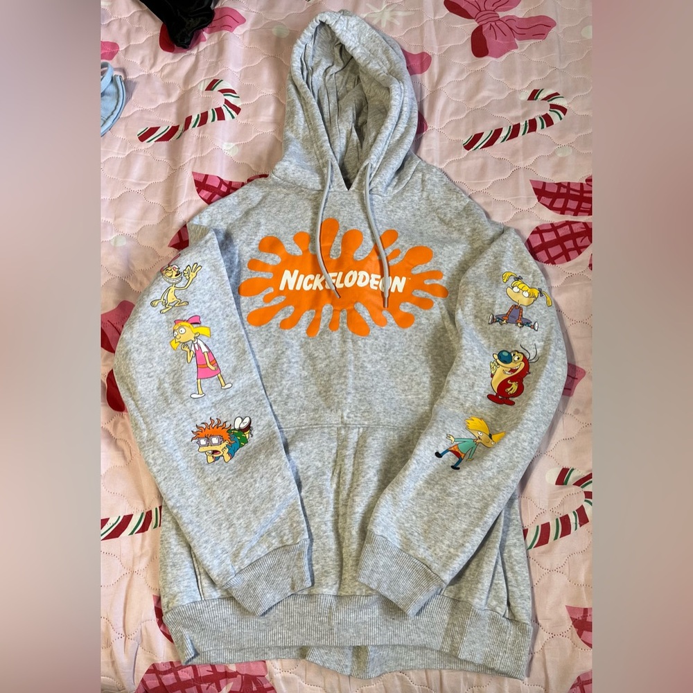 Nickelodeon Gray Hoodie with Colorful Characters